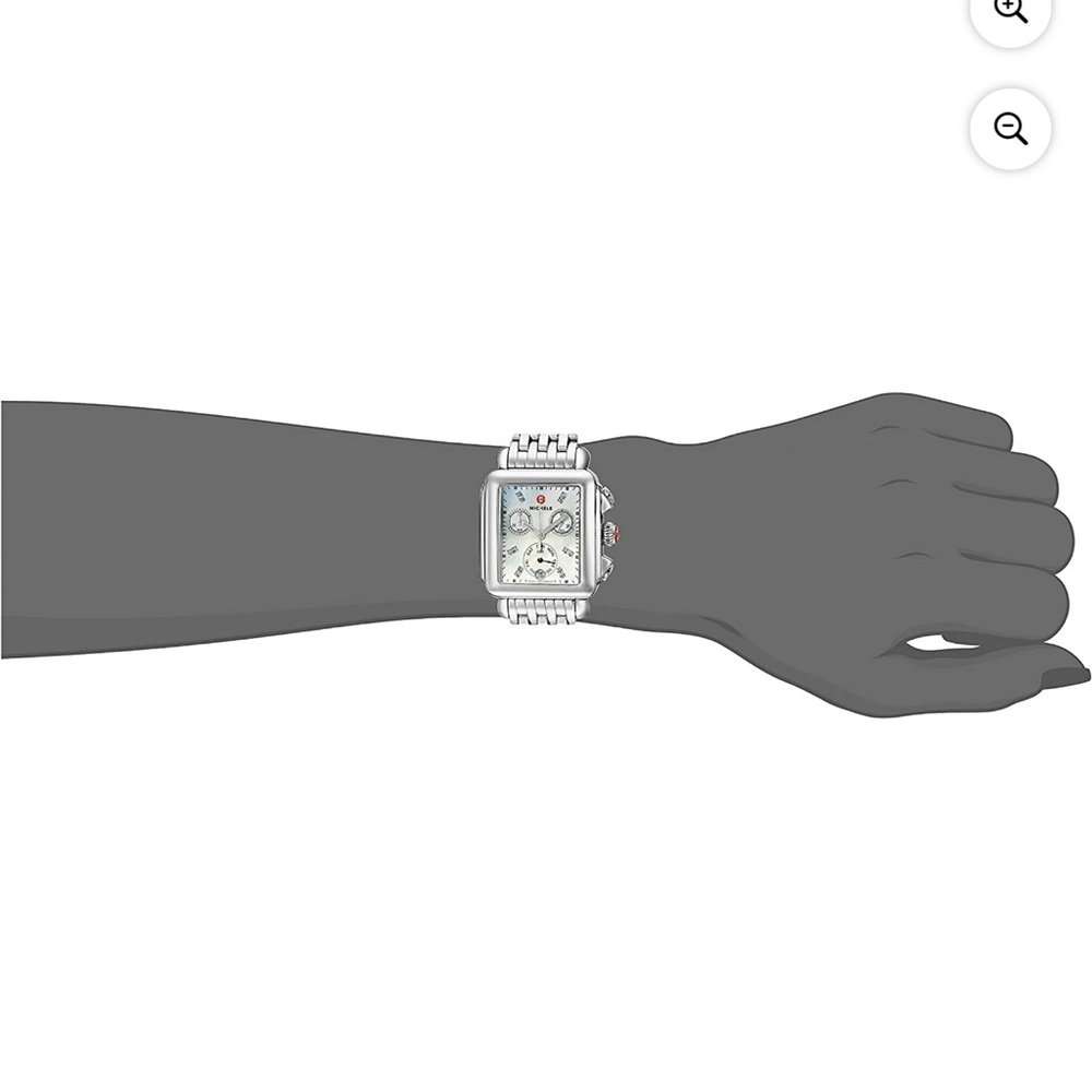 Michele Silver Stainless Steel Rectangular Diamon… - image 3